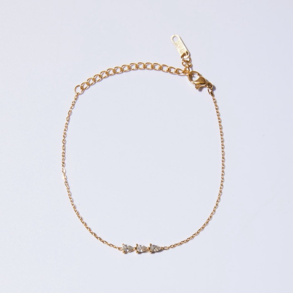 18K Gold Plated Dainty Zircon Bracelet*Birthstone Linear Pave Cubic Zirconia*JD - Picture 4 of 6